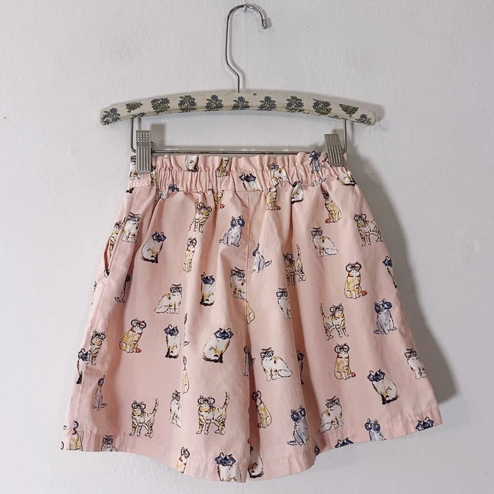 Paul & Joe For Uniqlo Kids Boxer Shorts Cats With Glasses Pink
